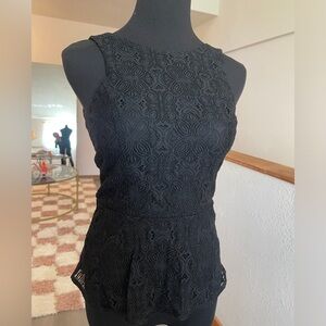 White House black marker lace peplum top